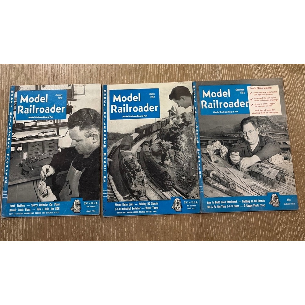 Vintage Model Railroader Magazine 1952 Lot of 3 January March September Issues